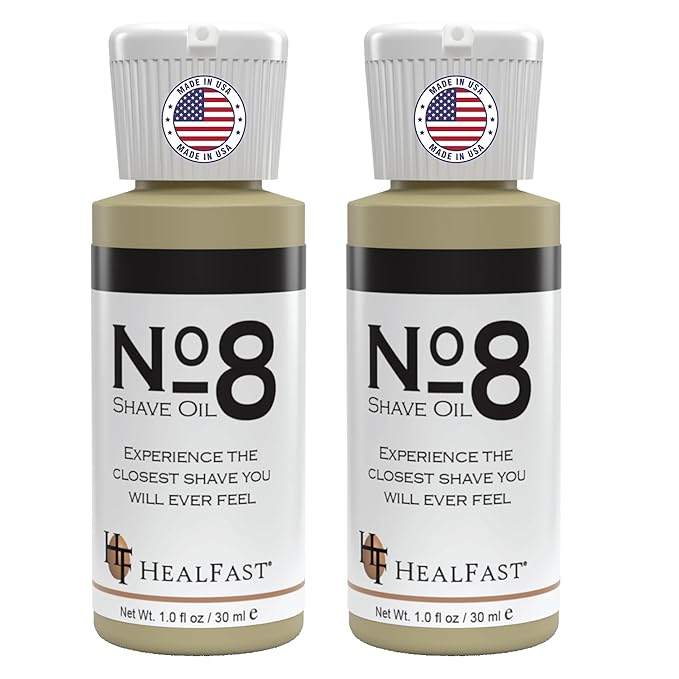 HealFast No. 8 Shave Oil, 2 Pack (1 oz Each), Premium Shaving Oil for Men & Women, Helps Prevent Razor Burn, Razor Drag & Ingrown Hairs