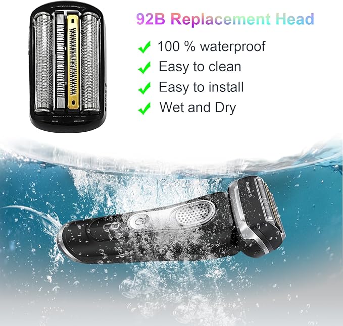 92B Series 9 Electric Shaver Replacement Heads Compatible with Braun Series 9 Electric Razors 290cc, 9291cc, 9370cc, 9293s, 9385cc, 9390cc, 9330s, 9296cc Shavers