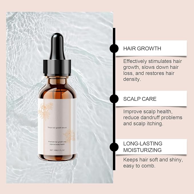 30ml Hair Growth Serum for Thinning Hair – Thickening Scalp Treatment with Rosemary & Castor Oil to Reduce Hair Loss, Nourish Roots & Promote Fuller, Healthier-Looking Hair