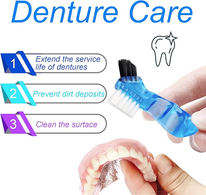 Colorful Denture Bath Case with Brush, Denture Cup Soaking Holder False Teeth Container Mouth Guard Storage Case Cleaning with Lid Waterproof - Purple