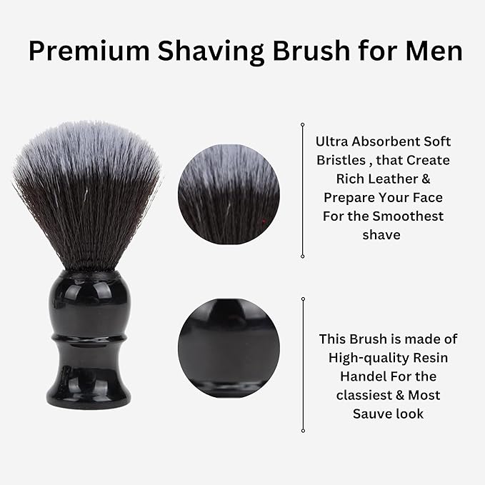 Premium Badger Shaving Brush for Men – Soft Bristles & Wood Handle | Perfect Shaving Cream Brush for Wet Shave | Luxury Gift for Men, Dad & Boyfriend, Black