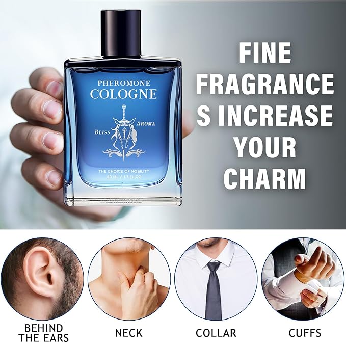 Pheromone Cologne for Men, 1.7fl.Oz Cologne for Men, Long-Lasting Scent, Day or Night Casual Scent, Gift for Him