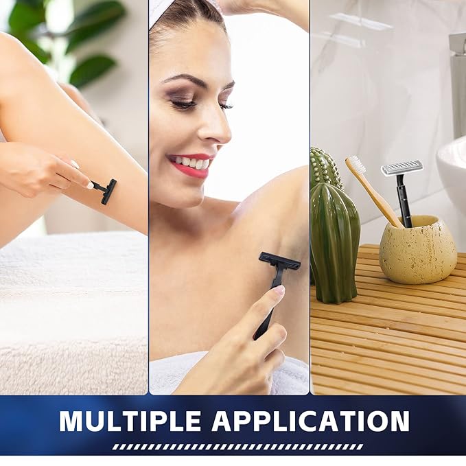 Jutom 200 Pcs Twin Blade Disposable Razors Bulk with Safety Cap Stainless Steel Shaving Razors Bulk Multipurpose Portable for Men Women Bathing Hotel Travel Camping Charity Apartment
