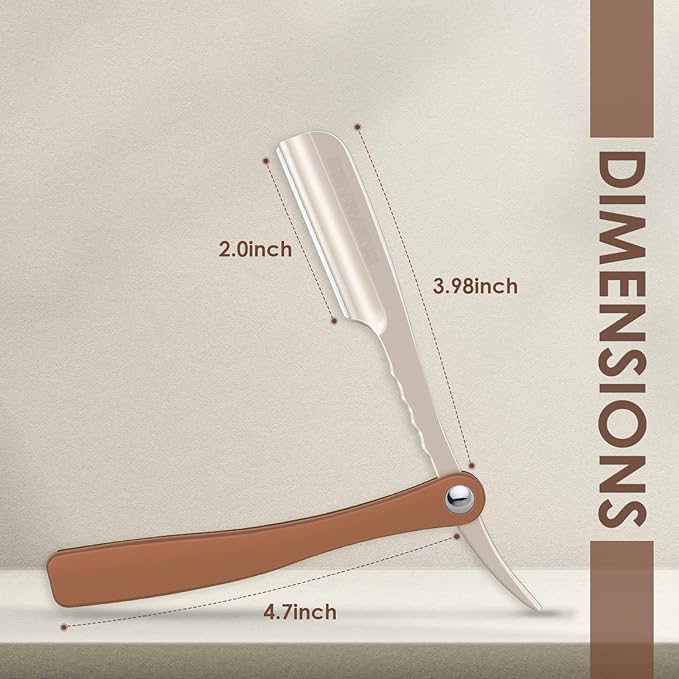Straight Razor for Men, Professional Barber Razor with 20 Stainless Steel Blades, Edge Single Blade Shavette Shaving Razor for Smooth Precise Shave