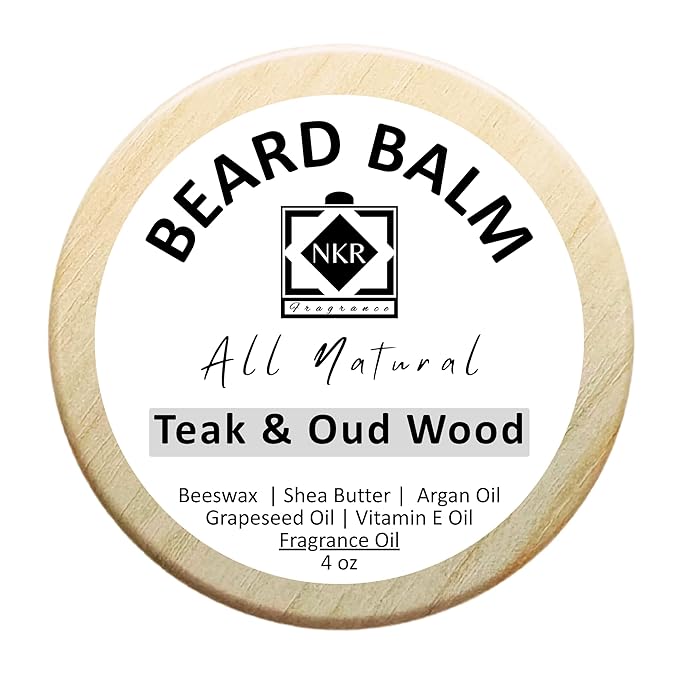 Beard Balm | Leave-in-Conditioner for Beard & Mustache | Natural Ingredients | Shea Butter & Argan Oil | Teak & Oud Wood
