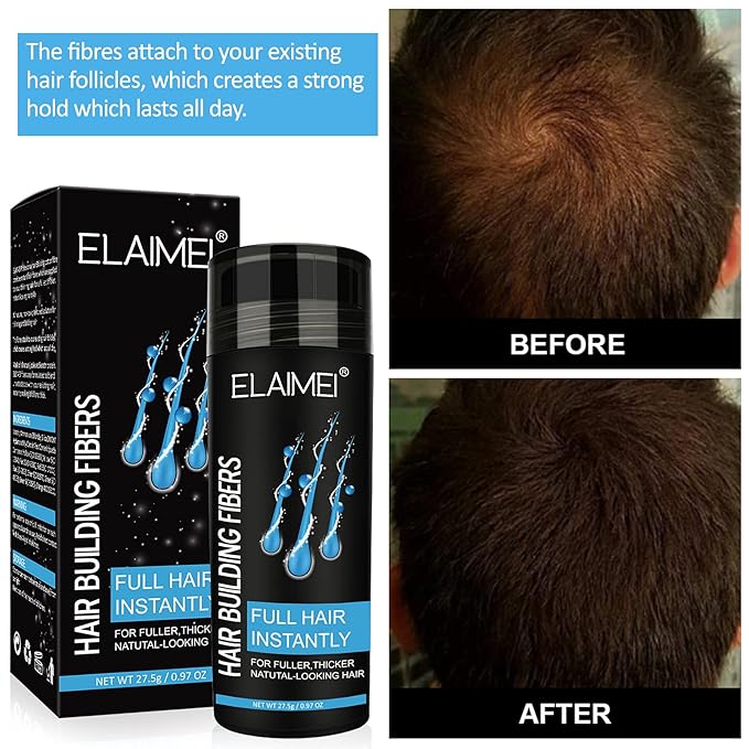 Hairline powder Hair fiber natural hair fiber Apply to men women Get thick hair Conceals Hair Loss (Dark Brown)