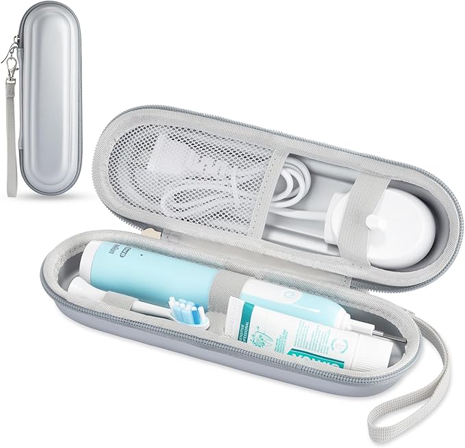 Toothbrush Travel Case for Oral B/Oral-B Pro 1000 1500 5000 7000 & Philips Sonicare 4100 1100 5300 5100 6100/iO Electric Toothbrush, Hard Protective Storage Bag (Silver-2)