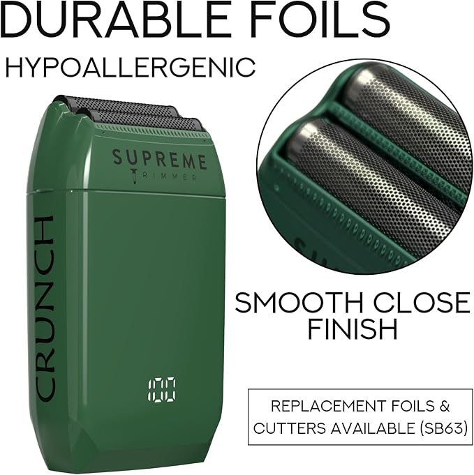 Supreme Trimmer Replacement Foil & Cutter SB63 | Hypoallergenic Foil for Crunch STF602 | Green