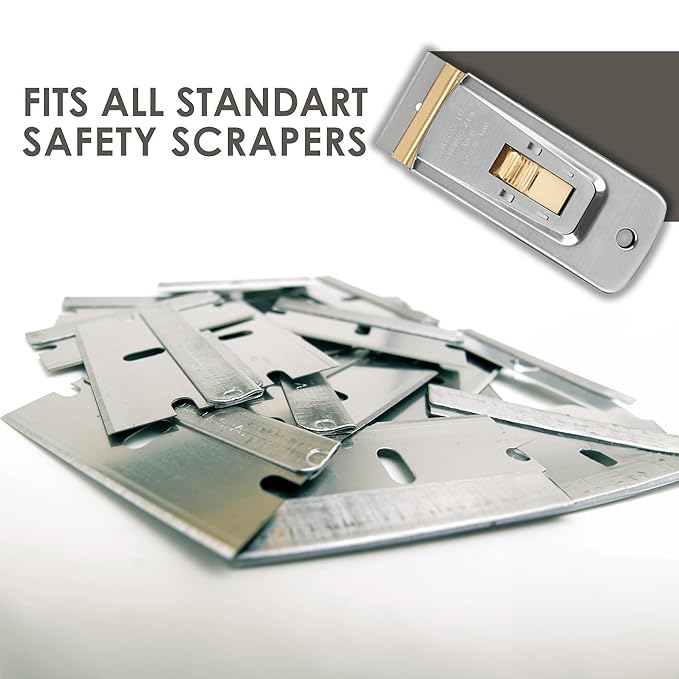Single Edge Razor Blades, 100 Pack, Made in the USA, Industrial Razor Blades, Scraper Refills, Box Cutter, Paint Scraper, Safety Straight Edge Razor Blades