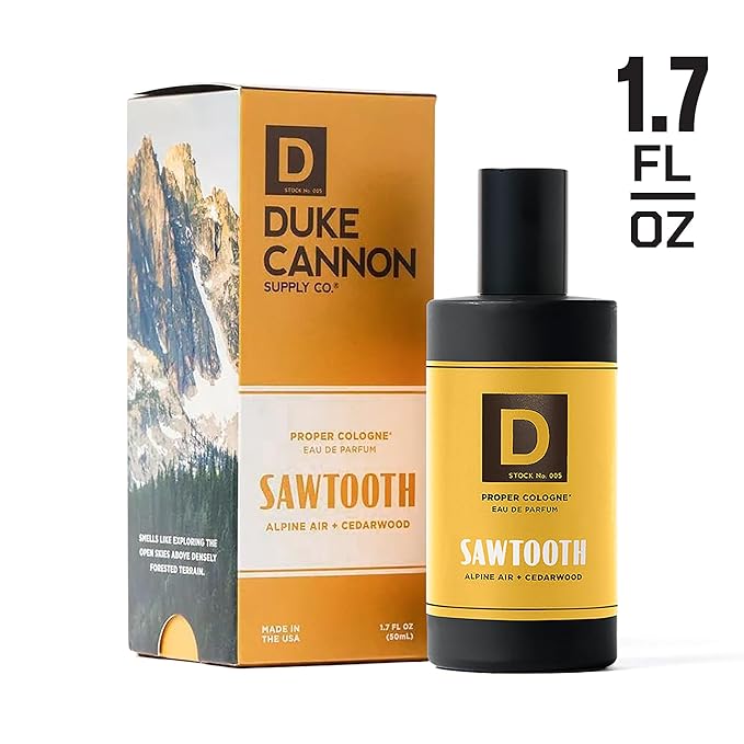 Duke Cannon Supply Co. Proper Cologne 2-Pack for Men – Sawtooth & Seawolf Eau de Parfum, Alpine Air Cedarwood + Driftwood Coastal Air Scents, Long-Lasting Masculine Fragrance, 1.7 Fl Oz.