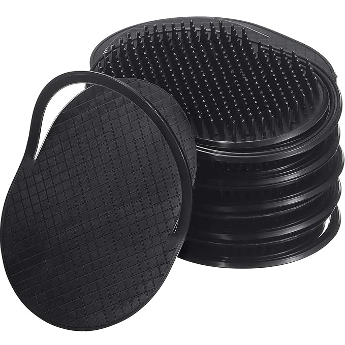 8Pcs Black Soft Palm Combs for Men Portable Pocket Brush Hand Combs for Head Massage Hair Styling Beard Grooming