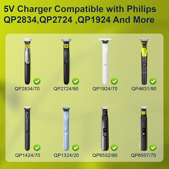 BENSN 5V1A Charger Compatible with Philips Norelco One Blade QP2724 QP2834 QP1924, Fit for Phillips QP6542 QP6552 QP4631 QP6507 QP6552 QP4530 MG5910 MG7910 MG9510 Electric Trimmer Charging Cord