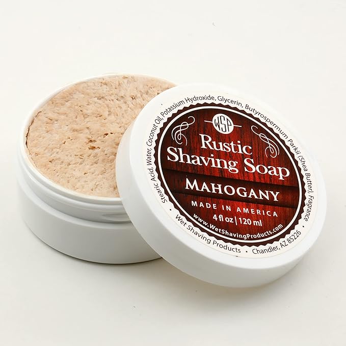 WSP Luxury Rustic Shaving Soap (Mahogany) Artisan Made in America Using Vegan Natural Ingredients