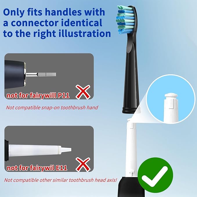 10 Pack Electric Toothbrush Replacement Heads Compatible with Fairywill FW-507/508/551/515/917/959/2011,FW-D1/D3/D7/D8,Toothbrush Replacement Heads Compatible with SEAGO 958/2316/SGKIDS-2303