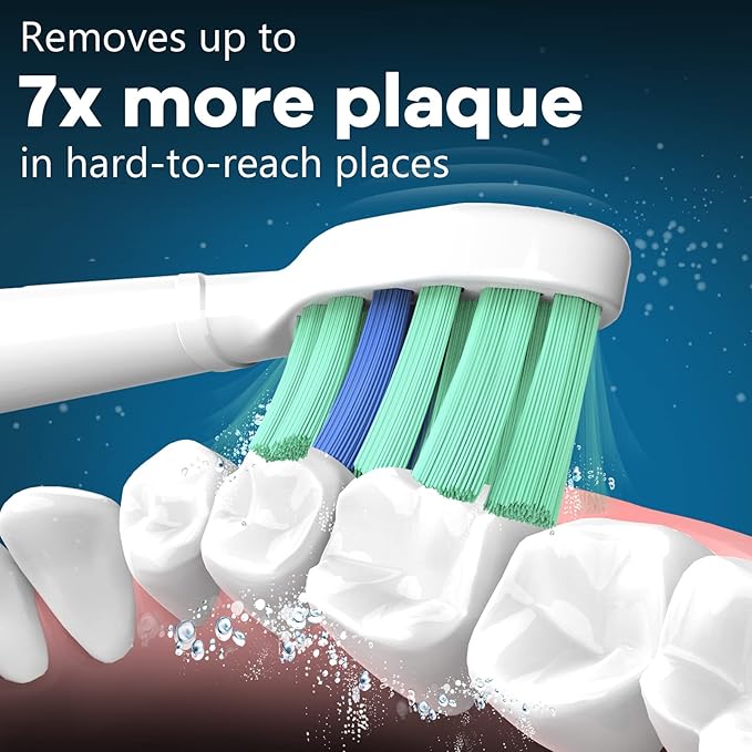 Toptheway Plaque Control Toothbrush Replacement Heads Compatible with Philips Sonicare Replacement Heads, 4100 5100 5300 and Most Click-on Electric Toothbrushes, 10 Pack