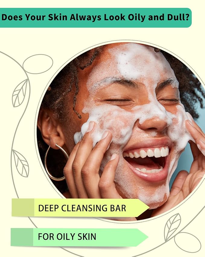 Face Wash Bar, Facial Cleansing Bars Balancing Face Soap Cleanser with Amino Acids & Jojoba Oil for Gentle Exfoliation for Oily Skin, Soap Free, Sulfate Free, Zero Waste
