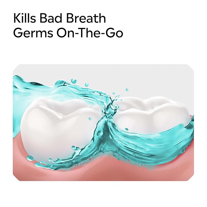 Listerine On-The-Go Cool Mint Alcohol Free Mouthwash Packets, Oral Rinse in Individual Packets Kills Bad Breath Germs, Less Intense Taste, Cool Mint Flavor, Mini Travel Size, 0.33 fl oz., 30 Pack
