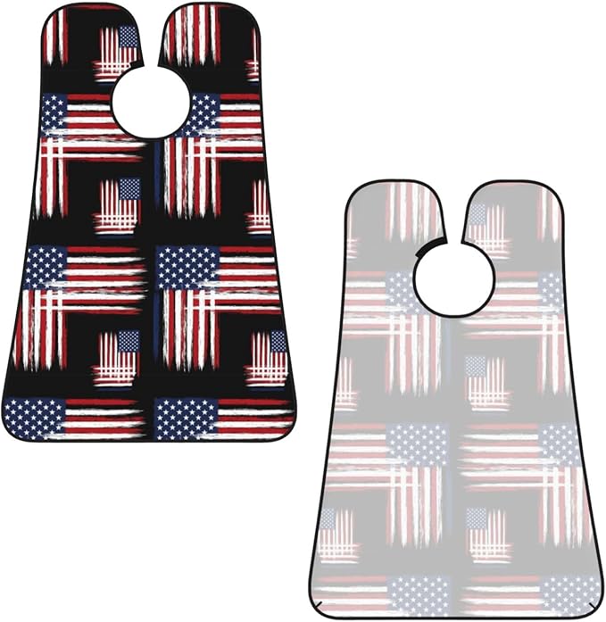 Beard Grooming Cape, Waterproof Hair Catcher for Shaving Trimming, Non-Stick Bib Apron Gifts for Dad Men, USA Flag Grunge Old American Flag Shave Bib