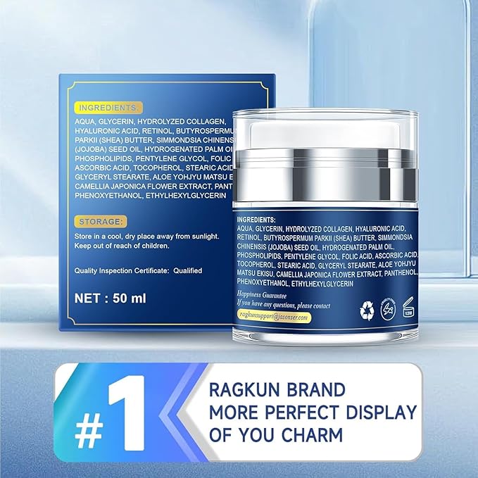 Retinol Cream for Face, Collagen Neck Creams for Tightening and Firming, Anti Aging Day & Night Facial Moisturizer for Women & Men, Instant Face Lift Wrinkle Cream 1.7 fl. oz with Vitamin C Serum