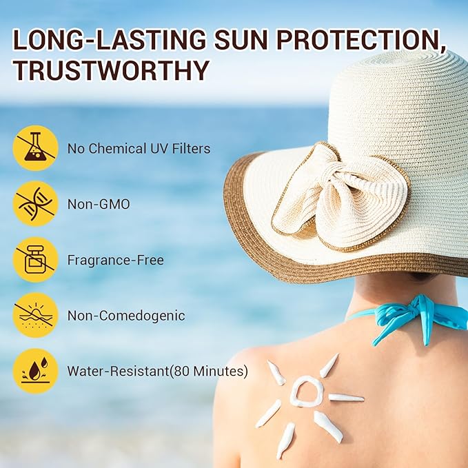 Beef Tallow Sunscreen, Natural Mineral Beef Tallow & Zinc Oxide Sunscreen SPF 50, Refreshing and Non-greasy Safest Formula, Water-Resistant Moisturizing for Women Men 3 oz (85 g)
