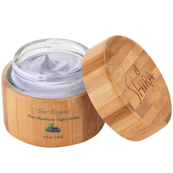 Shira Shir Organic Blueberry Night Cream for Nourished, Wrinkle-Free, Radiant Skin. Moisturizer Face Cream with Anti-Aging Formula keeps Skin Hydrated, Facial Skin Care Product (15ml)
