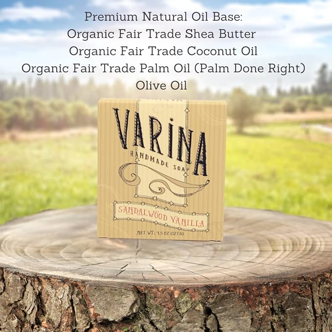 Natural Sandalwood Vanilla Bar Soap - Gentle Cleansing for Sensitive Skin, Floral - 3 Pack