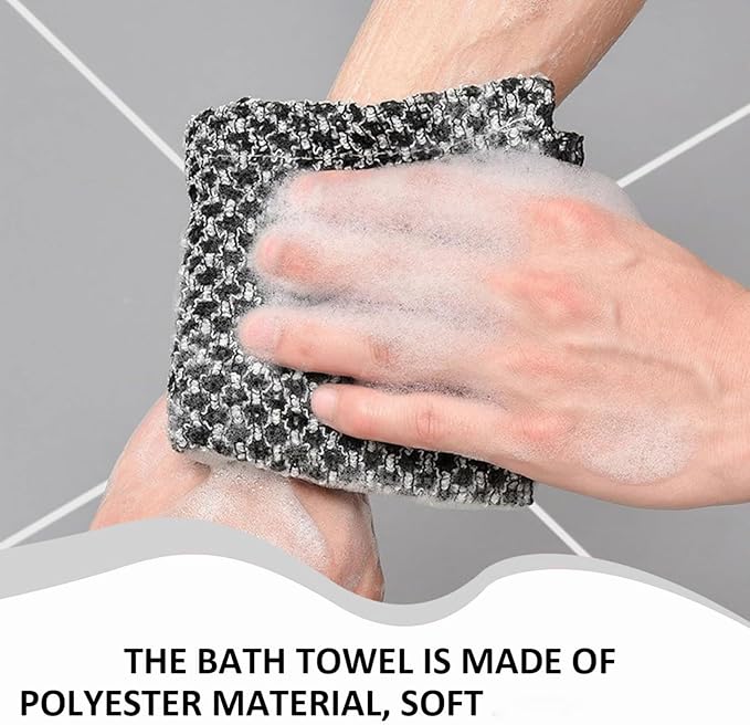 Hexagon Weave Towel, Japanese Hexagon Weave Exfoliating Towel, Scrub Wash Back Bath Cloth for Body Face,Travel Gentle Sensitive Skin Towel,Washcloth Back Body for Men and Women (Black, Pink)