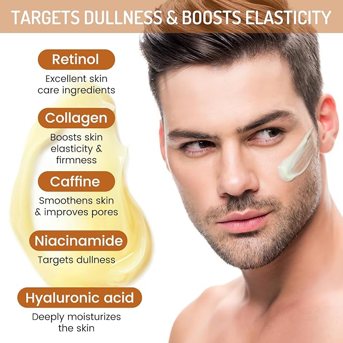 Retinol Anti-Aging Night Cream with Collagen & Hyaluronic Acid, Night Anti-Wrinkle Face Moisturizer for Men, Smooth Fine Lines, Tightening & Hydrating Men's Routine Skincare, 50g/1.76oz
