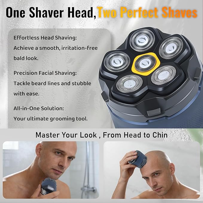 Magnetic 6D Shaver Replacement Heads – Universal Compatible with Kensen,DOAO,NIWUIO,Ufree,Solimpia & Most Most 6D Magnetic Electric Shavers for Bald Men & Face Shaving (2-Pack)