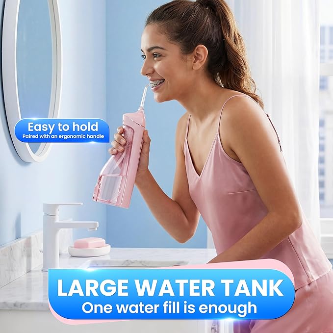 Oralfree Water flosser Teeth Picks - Dental Braces Cordless Oral Irrigator Portable Rechargeable Travel Irrigation Cleaner IPX7 Waterproof Electric Professional Flossing Teeth Cleaning for Home