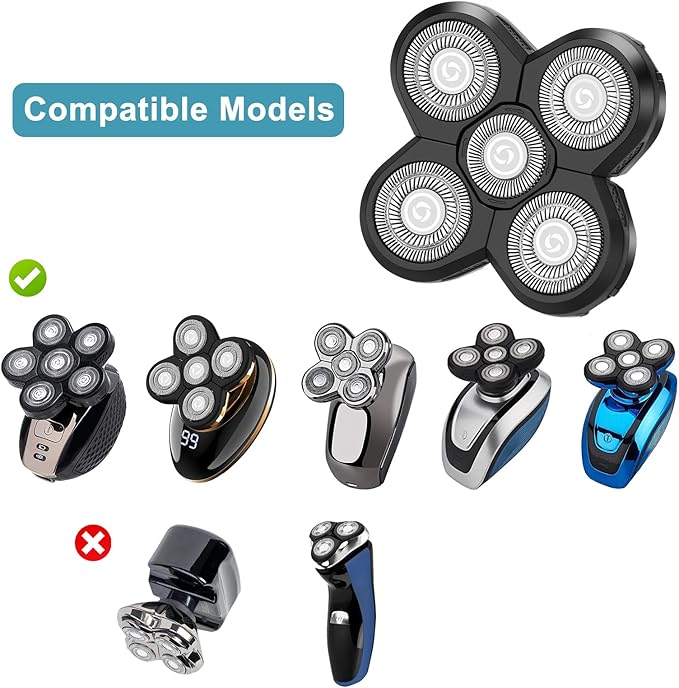 3 PCS Head Shaver Replacement Blades, Gifts for Him Mens Husband Dad - Birthday Gift Ideas for Dad, 5-Blade Shaver Heads for Bald and Face Hair with Cleaning Brush