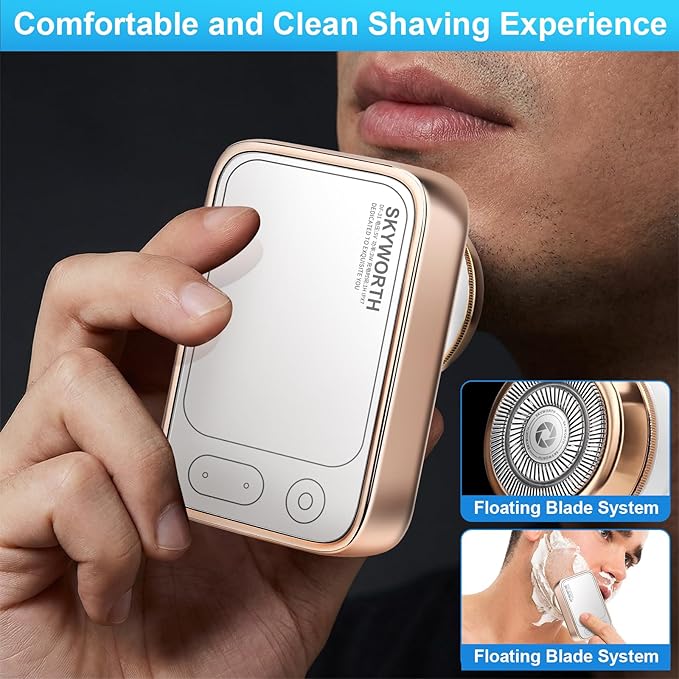 Electric Foil Shavers for Men, Electric Razor for Men Face, Cordless Ele-ctric Face Shaver with Big Mirror, Pocket Shaver USB Mini Shavers for M-en,Rechargeable USB-C,IPX7 Waterproof,Gifts-B