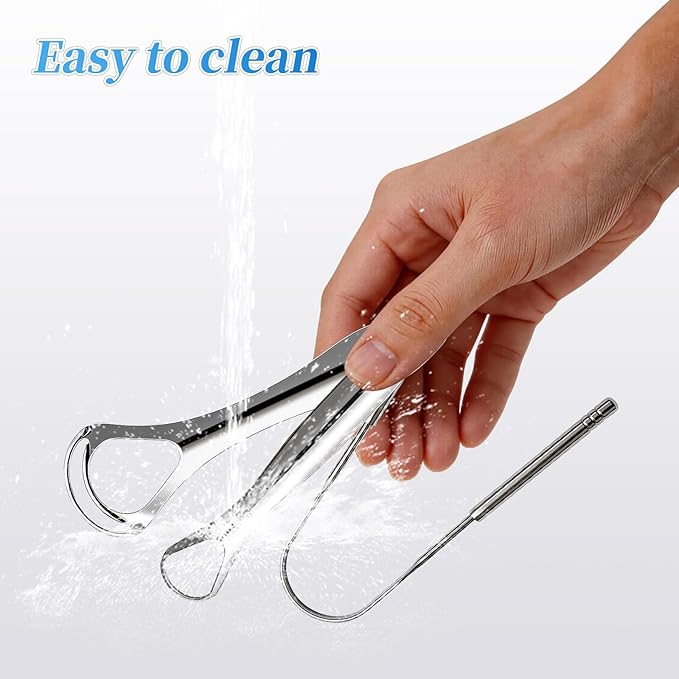 3pcs Stainless Steel Tongue Scraper For Adults,Metal Tongue Cleaner With Curved Design To Reduce Bad Breath,Reusable Tongue Scrubber For Fresh Breath & Hygiene
