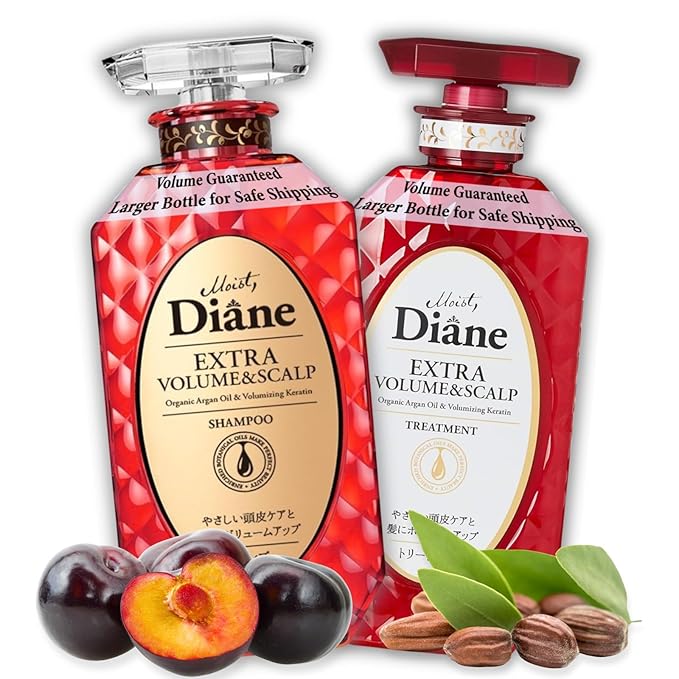 Moist Diane Thickening Shampoo and Conditioner for Fine Hair, Dry Scalp Shampoo and Conditioner for Women & Men by Argan Oil & Keratin from Japan, Silicone & Sulfate Free 30.4 Fl Oz VOLUME & SCALP
