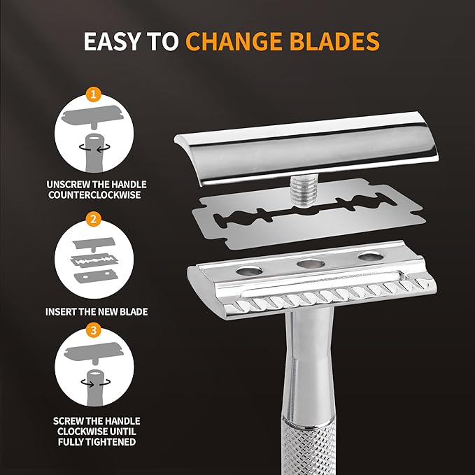 Gearhub Premium 100 Count Double Edge Safety Razor Blades Refills Swedish 13C26 Stainless Steel Platinum Coated, Mild to Medium Sharpness for Smooth Shaves