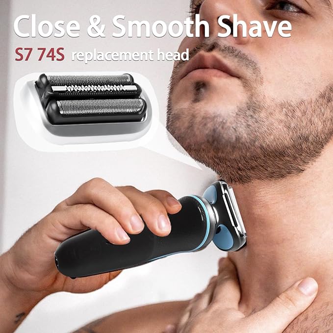 74S S7 Replacement Head for S7 Shavers, Stainless Steel Blades & Precision Foil, Smooth Shave No Pulling (Pack of 2).