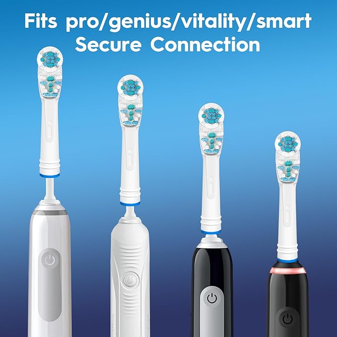 Dual Clean Replacement Brush Heads Compatible with Oral B Pro 1000,Vitality & Most Electric Toothbrush Models - 4 Count