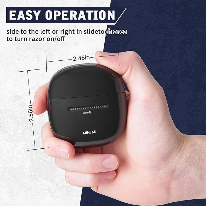 Mini Electric Shavers for Men, Electric Rotary Razor for Men, IPX7 Waterproof Rechargeable Portable Travel Shaver with Slide Touch Form Switch, Cordle