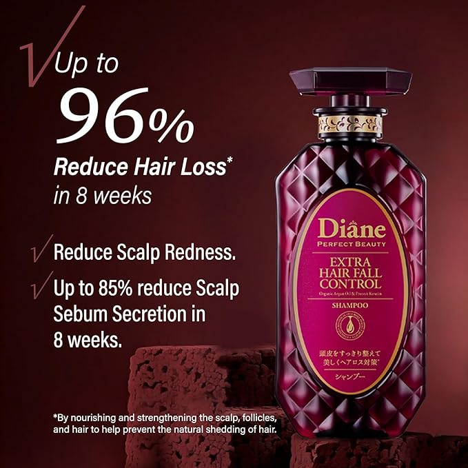Moist Diane Anti Hair Loss Shampoo and Conditioner Set for Women & Men, Hair Thickening Shampoo for Hair Fall by Argan Oil, Keratin, Ginseng Root, Wasabi Extract in Japan 30.4 Fl Oz HAIR FALL CONTROL