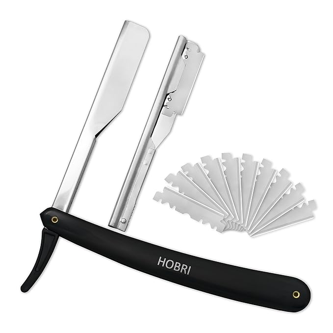 Professional Barber Straight Edge Razor with 10 Blades Men's Manual Shaver Salon Quality Razor