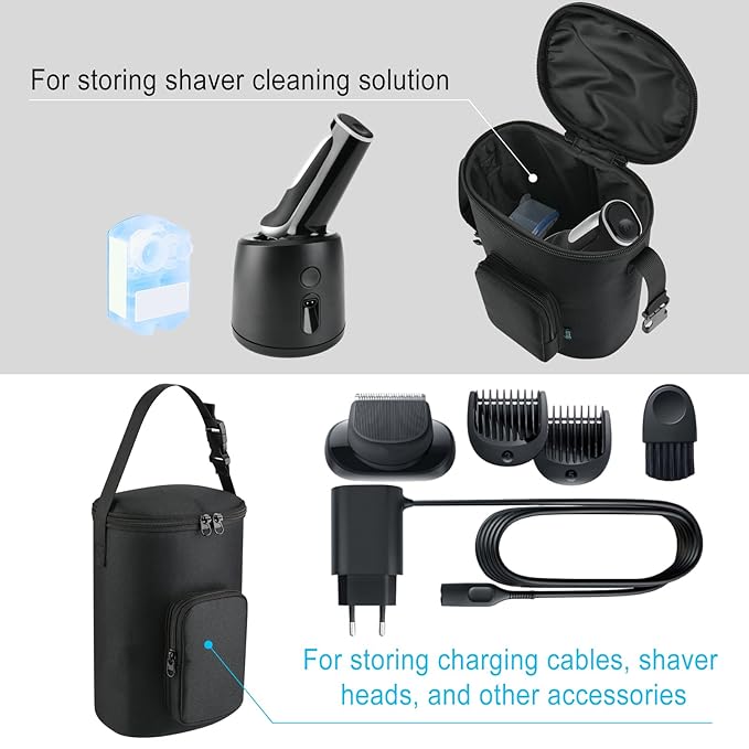 Beautyflier Carrying Bag for Braun Series 7 7075cc Electric Razor, Portable Travel Case for Electric Razor, Charger, and Other Accessories, Durable Storage Bag with Hand Strap (Bag Only)