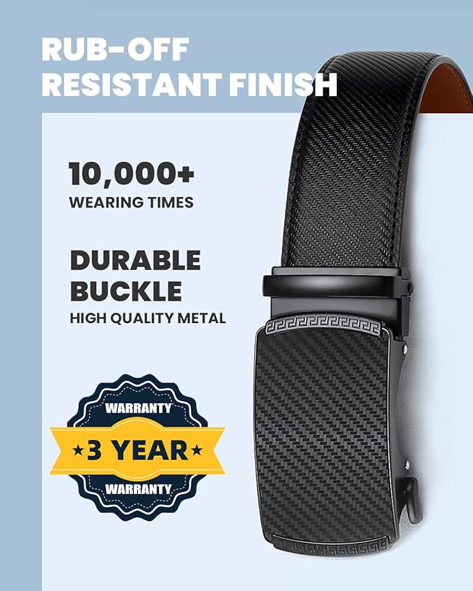 Zitahli Belt Men, Ratchet Belt Dress with 1 3/8" Premium Leather,Slide Belt with Easier Adjustable Automatic Buckle