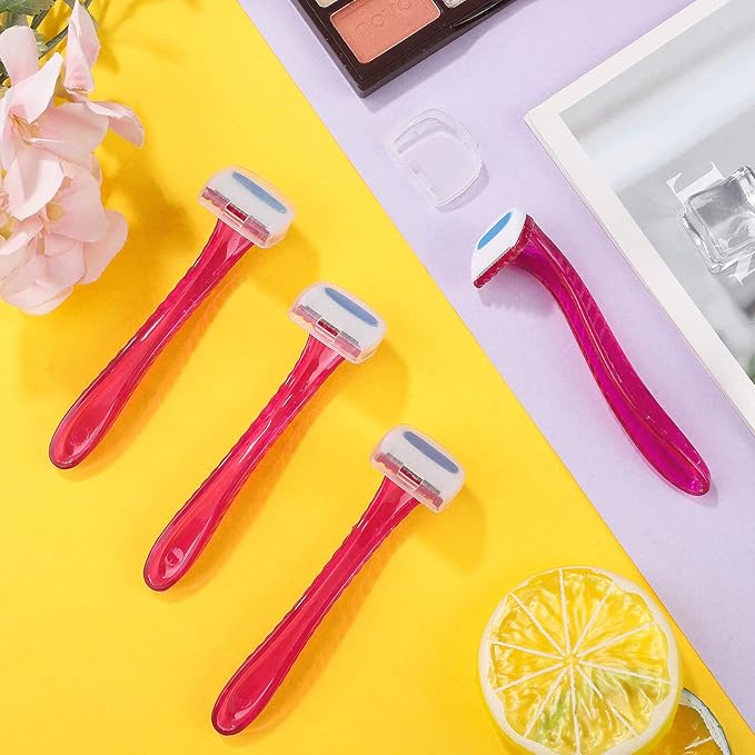 Honoson 30 Pieces Bikini Razors Bikini Trimmer for Women Small Disposable Travel Accessories Armpit Hair Removal Beauty for Body Cosmetic Tool(Rose Red)