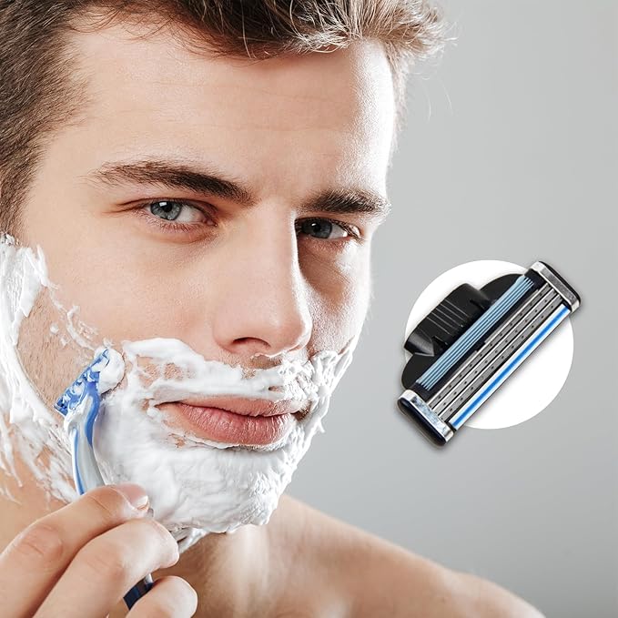 Mach 3 Razor Refills for Men,Razor Blade Refills for Men - 24PCS Compatible with mach 3 razor blades refills with Mach3 Razors, Dual Lubrication Blades for Extra Close & Comfortable Shave