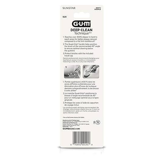 GUM Technique Deep Clean Toothbrush - Compact Head - Soft Toothbrushes for Adults with Sensitive Soft Bristles, 3 Count