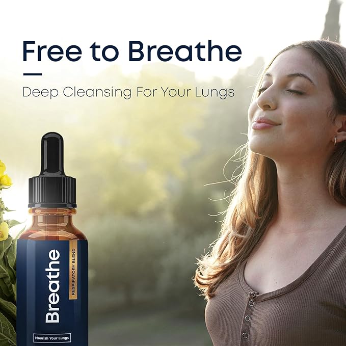 BREATHE 8-IN-1 Mullein Drops for Lungs & Airways 2 fl.oz. - Peppermint, Thyme, & Mullein Leaf Extract - Lung Detox for Smokers - Break up Mucus & Breathe Clear- GMO-Free & Made in USA- 2 months supply