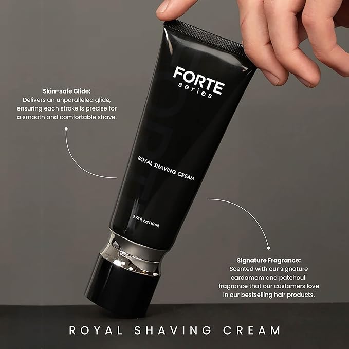 Forte Series Royal Shaving Cream, Premium Protective Barrier Cream, Non-Foaming Texture, Skin-Safe Glide, Anti-Irritating Formula, Black