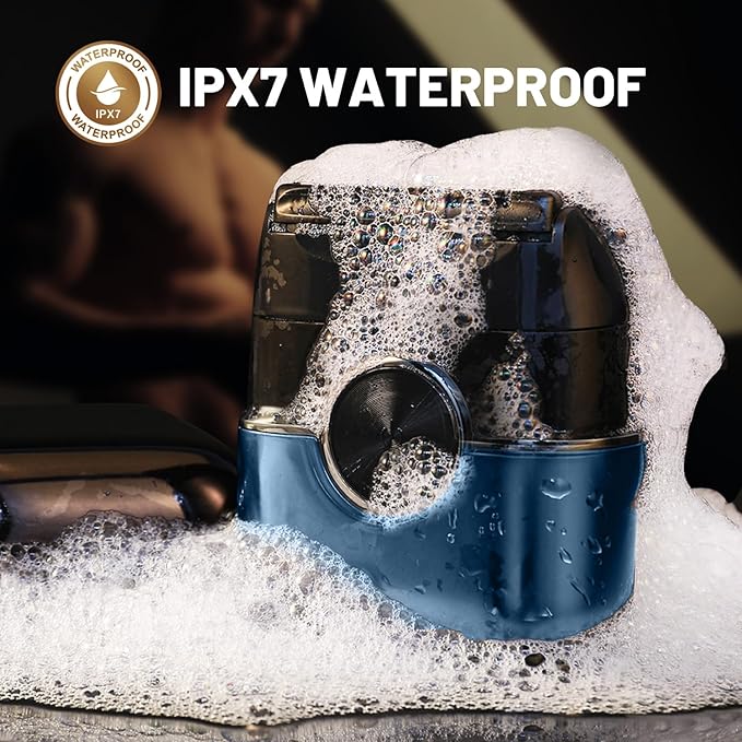 Electric Foil Shavers for Men: Mini Electric Razor with 4 Floating Blades & Big LED Display - Foil Shaver for Men with 2 Gears Adjustable - Face Shaver with IPX7 Waterproof,USB Type C (Pure-Blue)