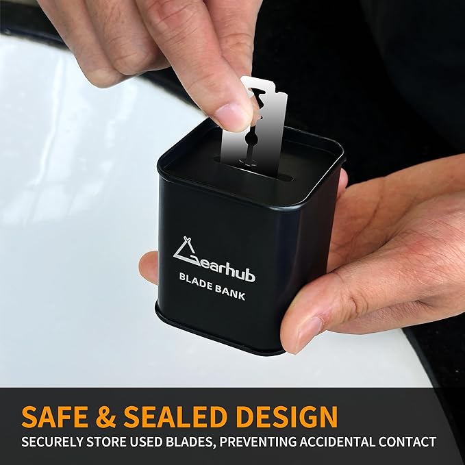 Gearhub Blade Bank Sharps Disposal Container Safely Store Used Safety Razor Blades Large Capacity for Barber Shops & Personal Use Sealed Design Holds 300+ Blades, Compact & Durable