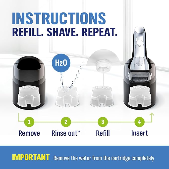 Shaver Cleaner Solution Replacement 33.8 oz - for Clean&Charge Cleaning, compatible with Braun CCR/SmartCare, Lemon Scent, 5–6 Uses